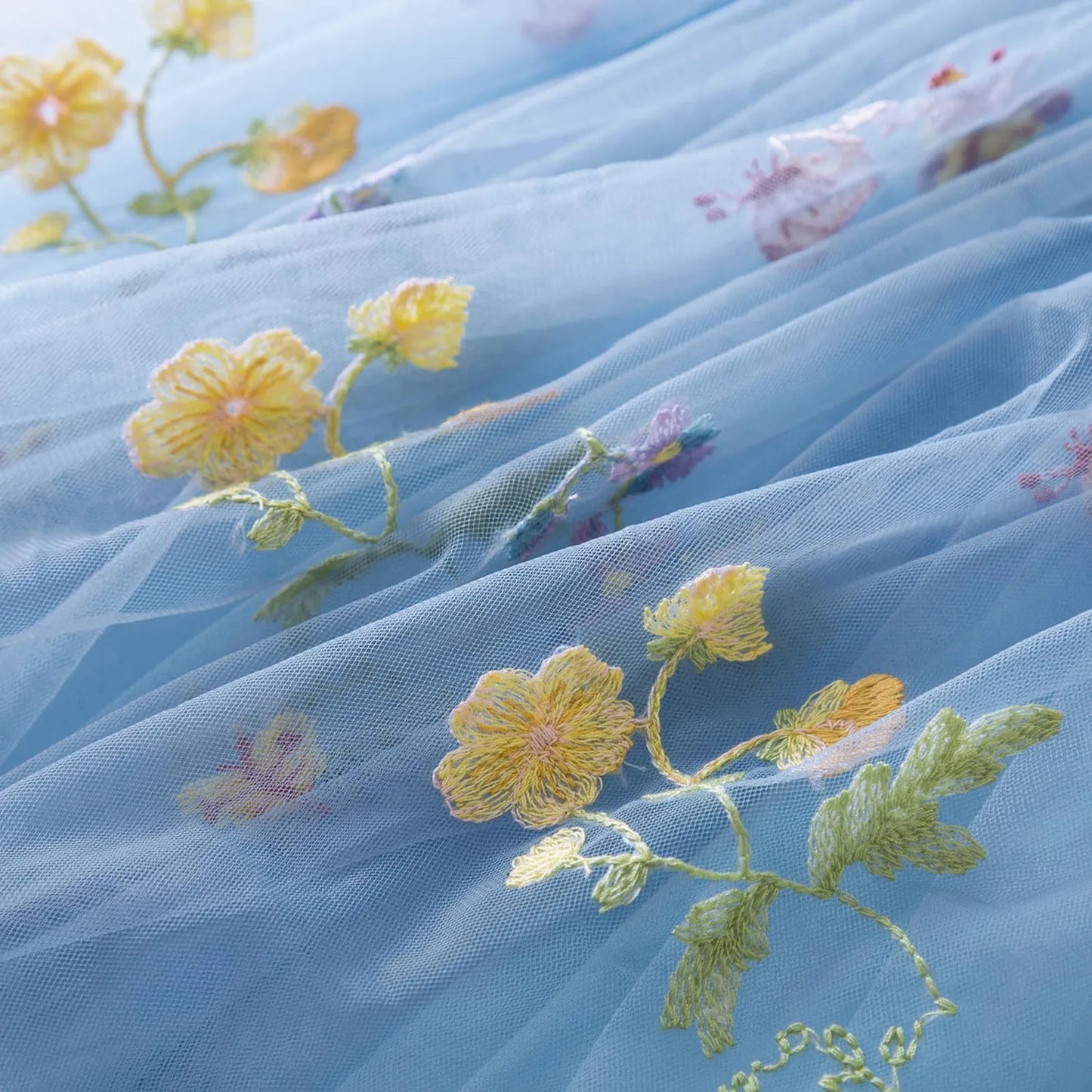 Outdoor Summer Cute Princess Dress Toddler Baby Girls Embroidery Flower Suspender Mesh Dresses Birthday Party Princess Dresses