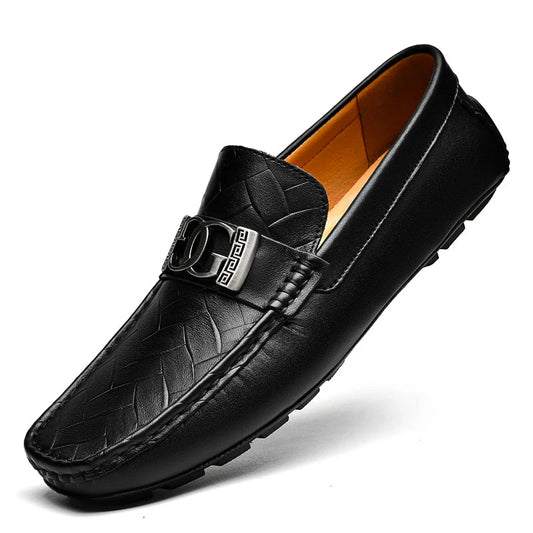 Sapatos Masculinos em Couro Legítimo de Flor Integral, Estilo Mocassim, Respiráveis para o Verão, Calçados de Couro Casuais de Negócios Sofisticados e de Alta Qualidade