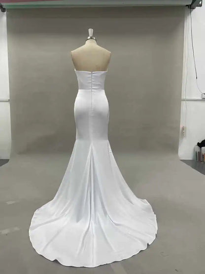 Mermaid Wedding Dresses Boho Strpaless Floor Length Bridal Dress White Evening Wedding Prom Gowns Customized
