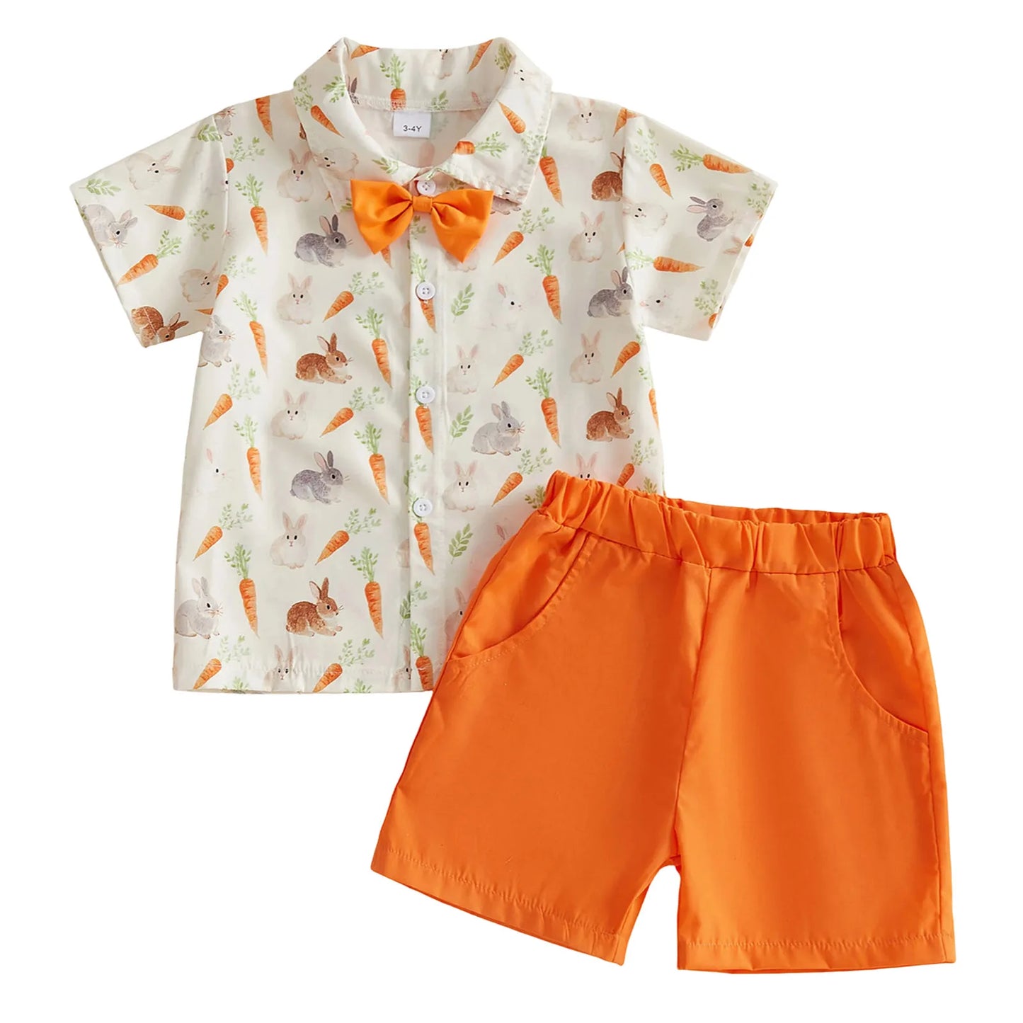 Baby Boy Easter Outfit Short Sleeve Gentleman Button Down Shirts Solid Shorts Toddler Boys Party Bow Two Piece Suit Tracksuit