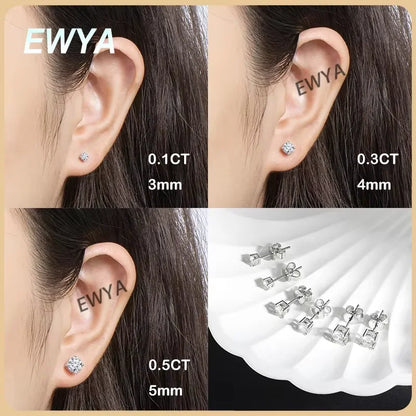 2 in 1 0.5CT Round Brilliant Cut D Color Moissanite Stud Earrings for Women S925 Silver GRA Certified Pierced Earring Gift
