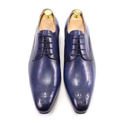 Classic Business Shoes Men Oxford Derby Genuine Leather Pointed Toe Fashion Lace Up High Quality Office Wedding Formal Shoe Male