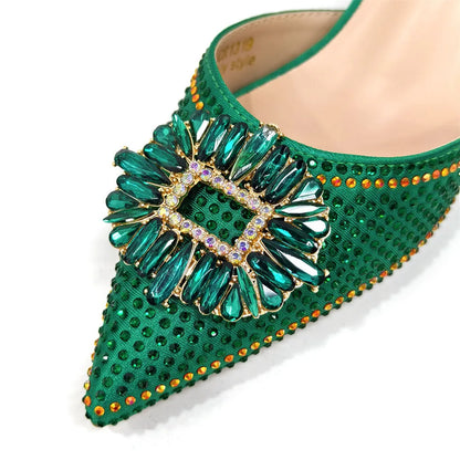 African Style Women's Shoes Mixed With BlackGold High Heels Pointed At The Dinner Party Nigerian Women's Shoes