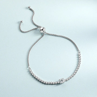 100% Real 1.7CT Round Cut Full Moissanite Tennis Bracelet for Woman Girl Party S925 Sterling Silver Diamond Link Bracelets