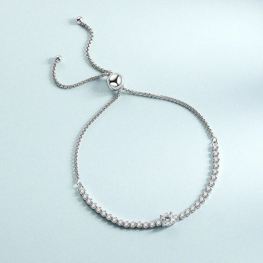 100% Real 1.7CT Round Cut Full Moissanite Tennis Bracelet for Woman Girl Party S925 Sterling Silver Diamond Link Bracelets