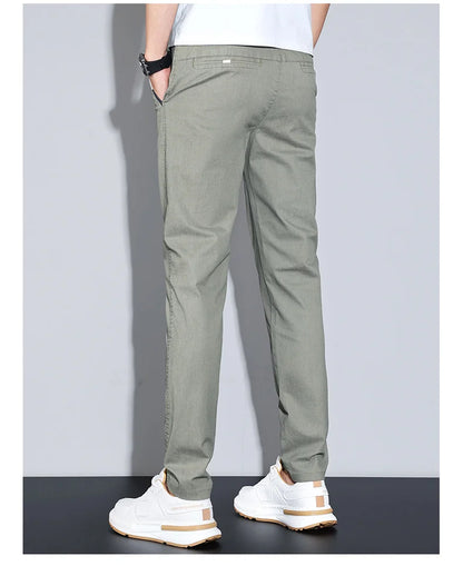 Cotton Thin Men's Business Casual Pants Summer Straight Slim Fit Fashion Stretch Solid Trousers Korean Men's Pants Size 28-38