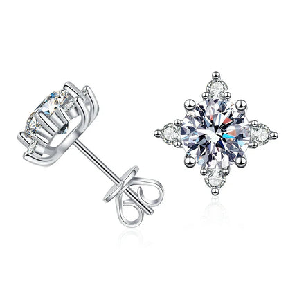 1ct 6.5mm D Color Moissanite Earrings 925 Sterling Silver  with White Gold Plated Stud Earring Wedding Jewelry for Women