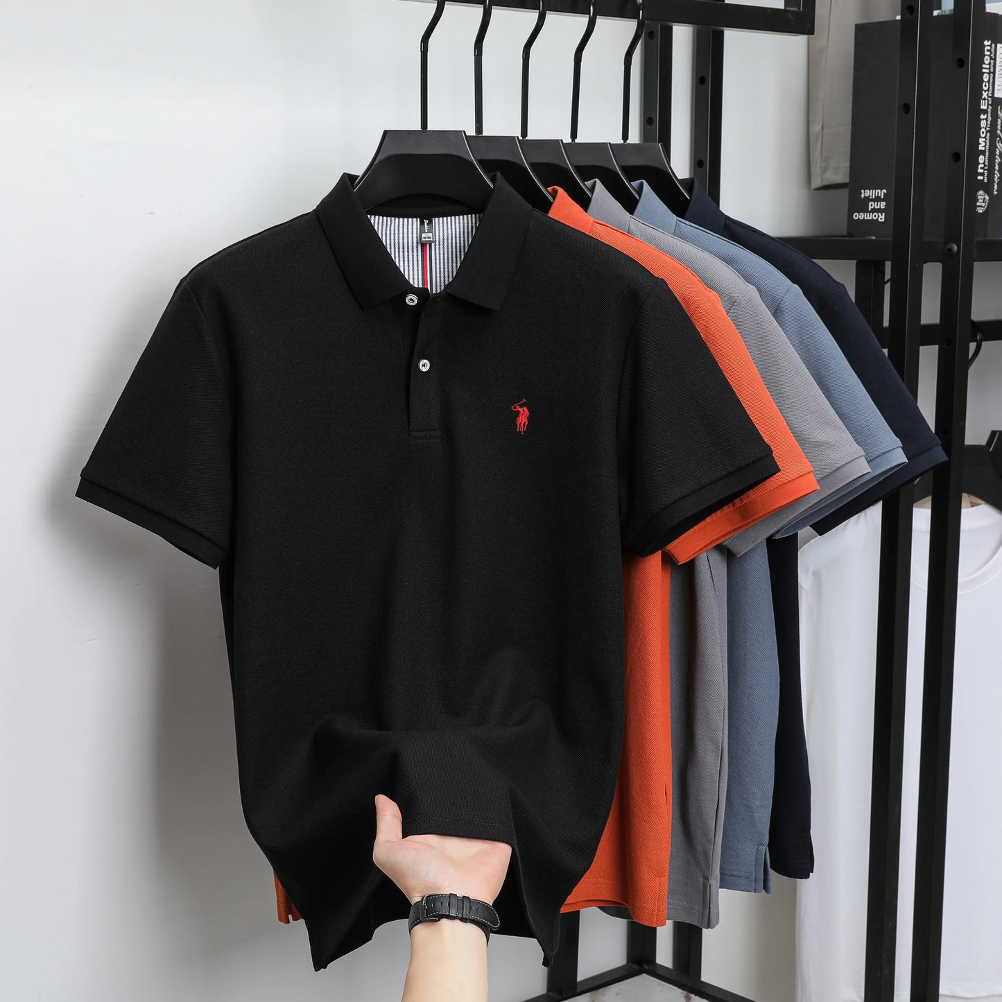 100% pure cotton summer new fashionable men's shortsleeved luxury customized business polo shirt exquisite embroidery Tshirt top