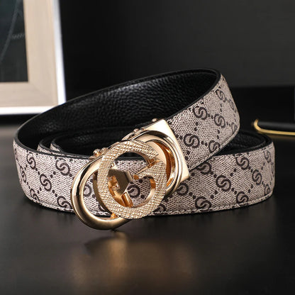 New Width 3.4cm Women's Belt Formal Leather Canvas Belt Women High Quality Metal Buckle Male Belt for men jeans work belt
