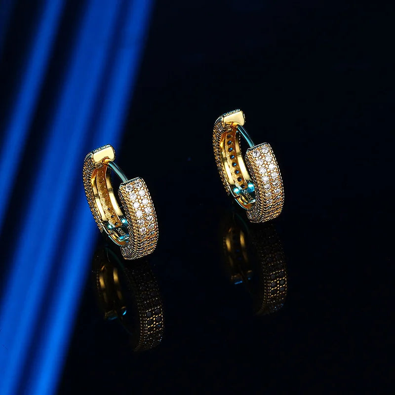 Luxury Real D Color Full 1mm Moissanite Hoop Earrings For Women S925 Sterling Silver Plated 18K Gold Diamond Earring