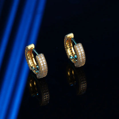 Luxury Real D Color Full 1mm Moissanite Hoop Earrings For Women S925 Sterling Silver Plated 18K Gold Diamond Earring