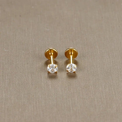 2PC Labret Tragus Stud Earrings 16G Surgical Stainless Steel CZ Crystal  Monroe Helix Cartialge Conch Medusa Lip Body Piercing