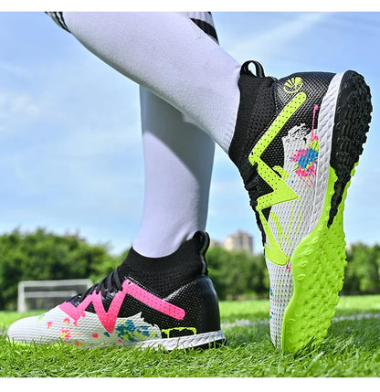 Men New TF Football Boots Society Indoor Original Top Quality Non Slip Male Soccer Shoes Sneakers Ultralight Breathable Ankle