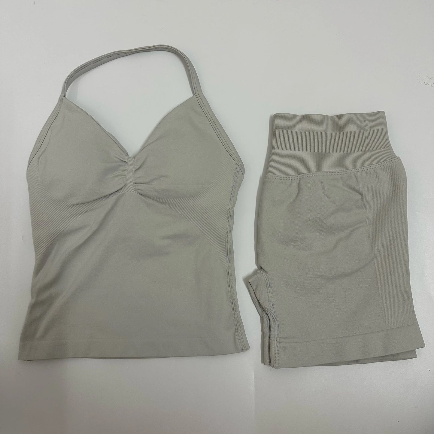 Yoga Set Women Padded Halter Tank Top Scrunch Butt Lifting Gym Shorts Set Summer Sportswear Workout Clothes