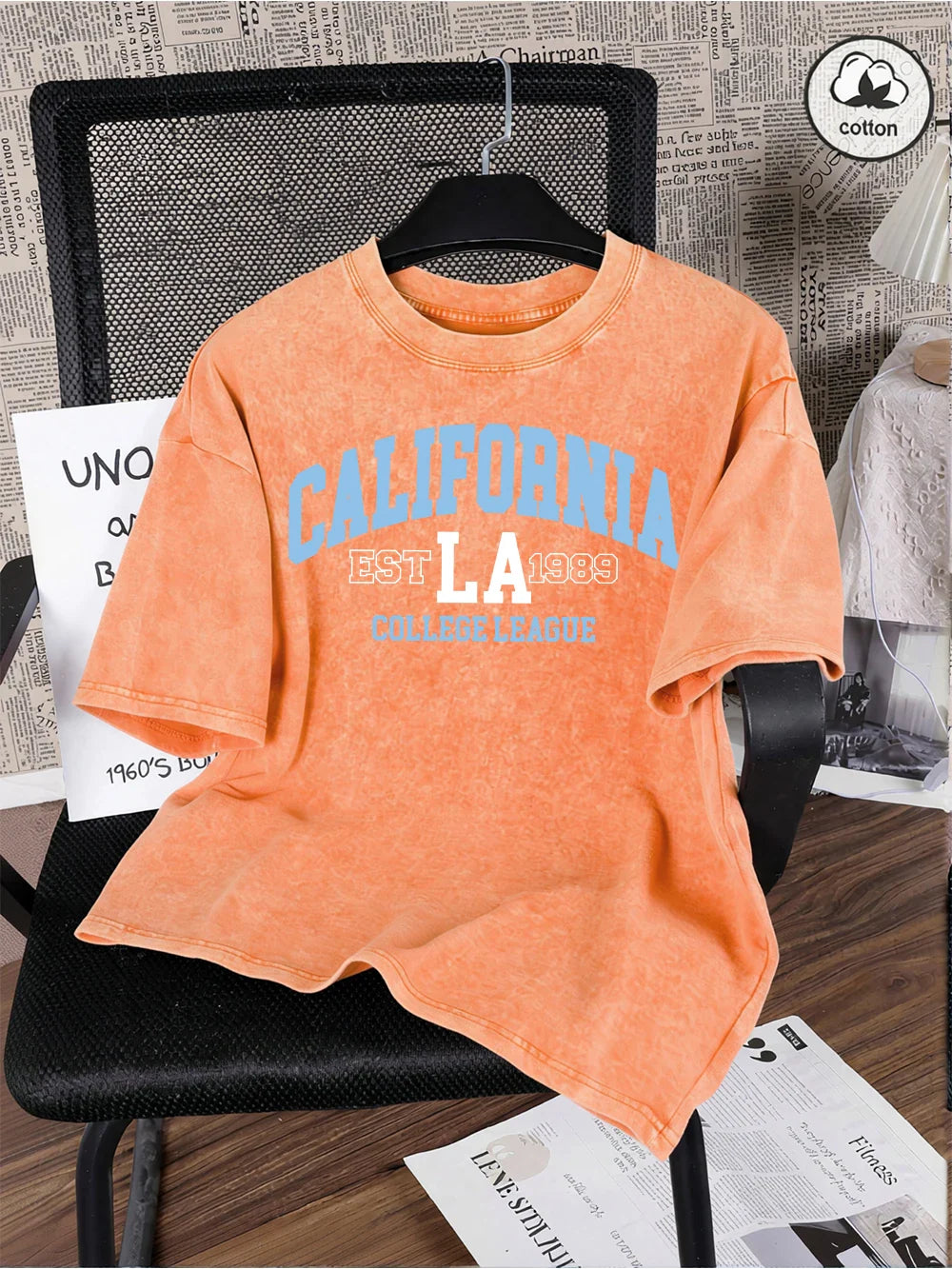 California College 1989 Printing Washed T-Shirts Mens Oversized Cotton T Shirts Summer O-Neck Short Sleeve Tops Casual Male Tees