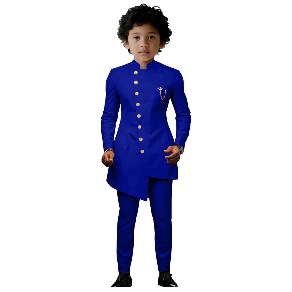 Trendy Kid Tuxedo Set Mandarin Collar Stylish Formal Wear for Wedding Photo Shoot Festive Event Little Gentlemen 2PC Suit Attire