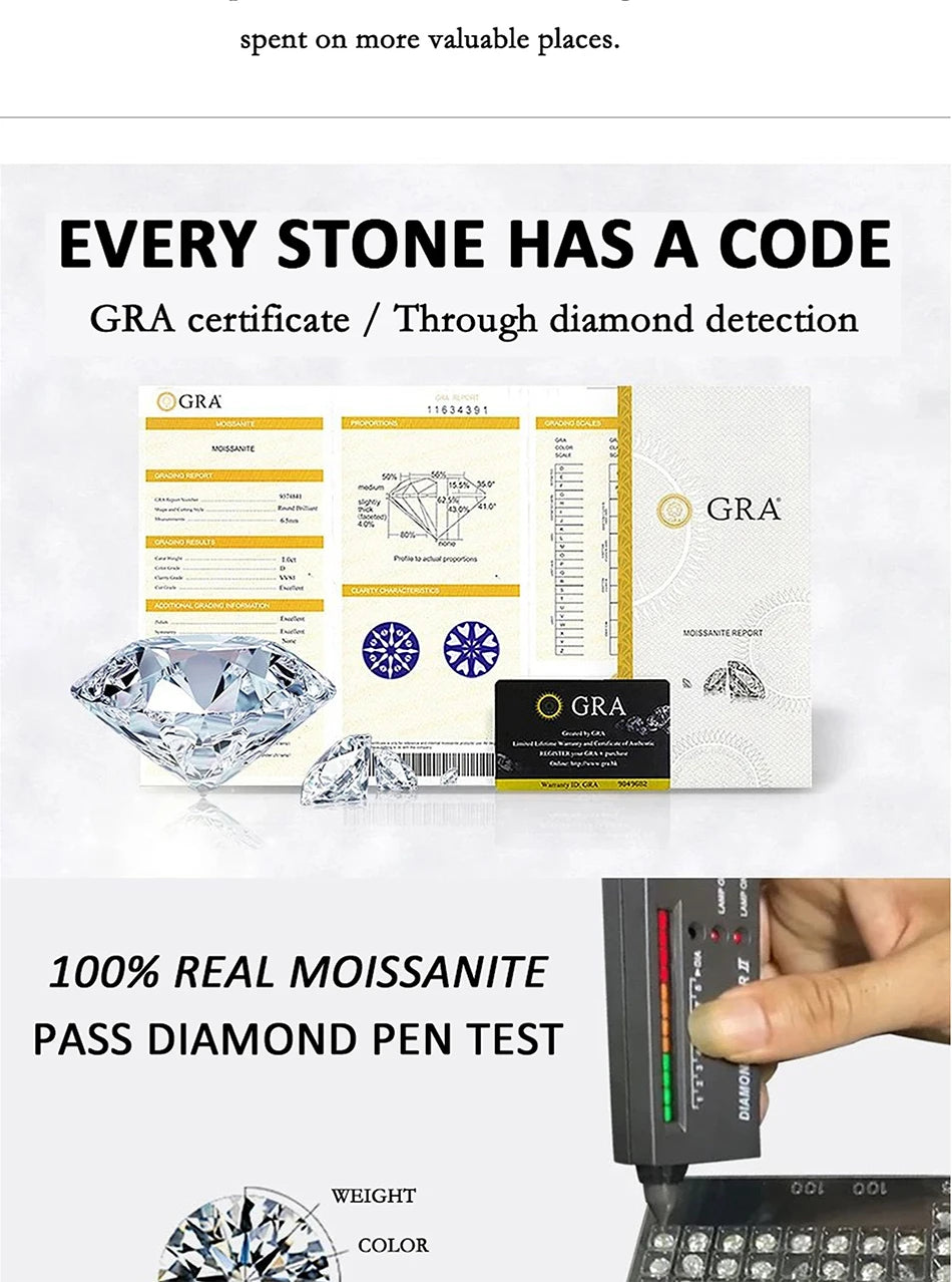 0.5-3CT Moissanite Ring For Women S925 Pure Silver Sparkling Engagement Ring Wedding High-end Jewelry