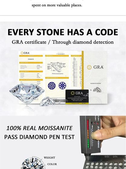 0.5-3CT Moissanite Ring For Women S925 Pure Silver Sparkling Engagement Ring Wedding High-end Jewelry