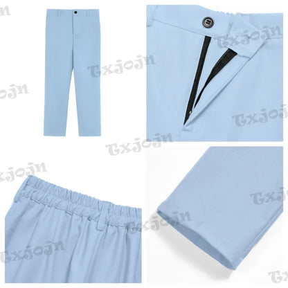Sky Blue Child 4 Pieces Suits Handsome Children's Ring Bearer Wedding Set Comfortable Formal Slim Fit Suit For Award Ceremony