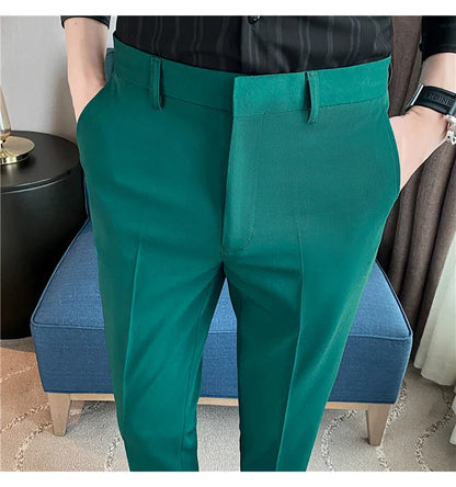 Men Solid Boutique Suits Pants Male Formal Wear Wedding Dress Trousers Quality Men British Style Business Casual Suit Pants 36