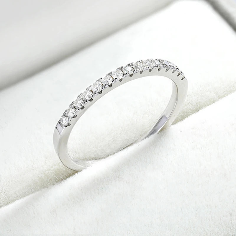 Test Passed Moissanite Ring Matching Wedding Diamond Band for Women 925 Sterling Silver Female Crown Single Tail Ring