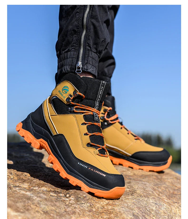 Men's Safety Shoes Steel Toe Anti Smash Safety Boots Puncture Proof Construction Wear-Resistant Work Boots