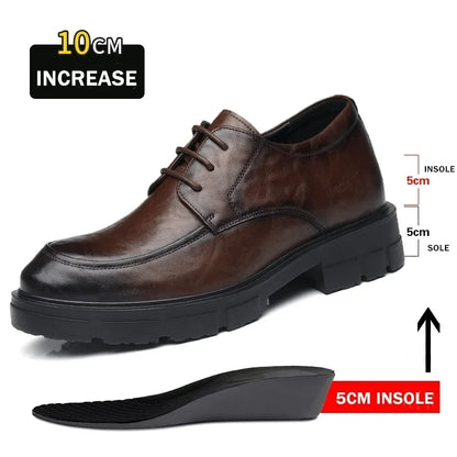Men Dress Elevator Shoes Platform Breathable Lift Casual Business Luxury Genuine Leather Heightening Shoes5/8/10CM Taller Male