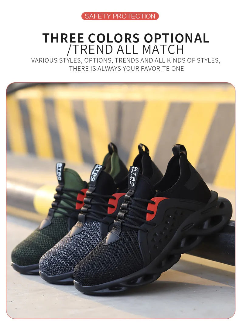 Comfortable Indestructible Safety Shoes Men Work Sneakers Light Security Boots Men Puncture-Proof Work Boots Steel Toe Shoes
