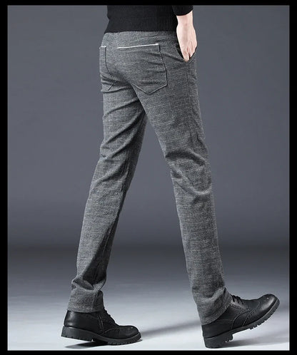 Spring Autumn New Men's Plaid Pants Black Blue Business Casual Formal Fashion Korean Classic Male Clothes Straight Trousers