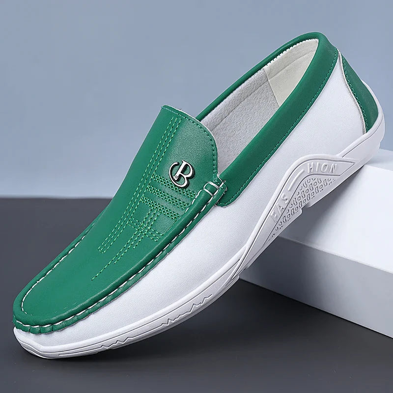 Men's Fashionable Comfortable Soft Casual Loafers Slip-On Shoes Trendy Anti-Slip Leather Footwear for Casual Wear-6601