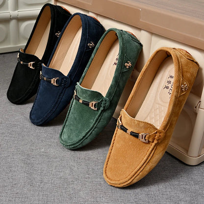 Loafers Men Casual Fashion Suede Men Shoes Lightweight Soft Genuine Leather Moccasins Slip on Driving Shoes for Men Size 48
