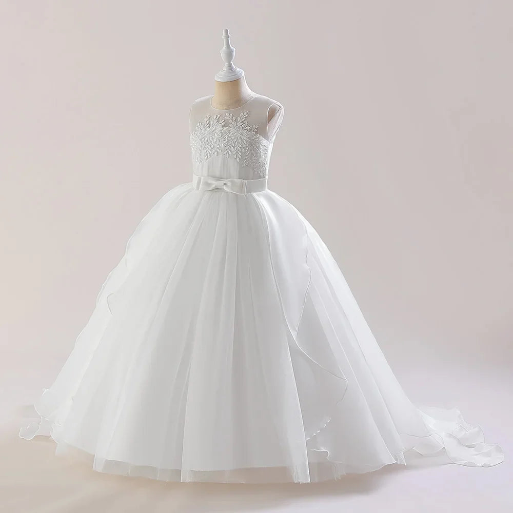Summer Baptism Bridesmaids Girls Party Dress Elegant Tulle Wedding Princess Prom Dress For Girl Gala Birthday Christmas Vestidos