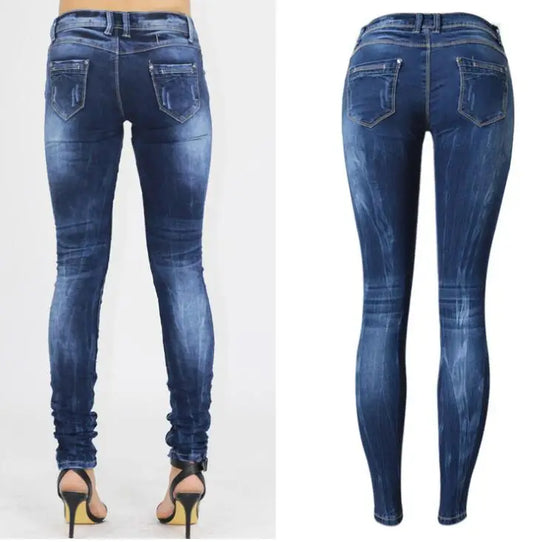 Women's Tight Denim Pencil Pants, Low Waisted Jeans