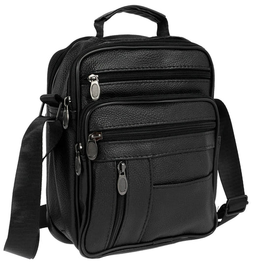 Leather Shoulder Bag for Men Small Crossbody Backpack Shoulder Bag with Adjustable Shoulder Straps PU Leather Chest Bag Daypack