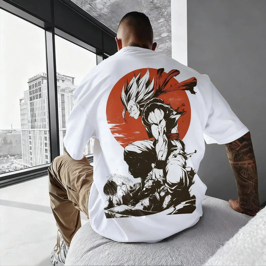 Printed T-shirt 2025 Men's Summer New Hip Hop Trend Versatile Large Loose Casual Parent Child Top