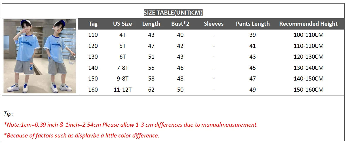 Teen Boys Tracksuit Clothes Sets 2026 Summer Children Gradient Letter Print Short Sleeve T-shirt+Shorts 2Pcs Kids Casual Outfits