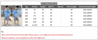 Teen Boys Tracksuit Clothes Sets 2026 Summer Children Gradient Letter Print Short Sleeve T-shirt+Shorts 2Pcs Kids Casual Outfits