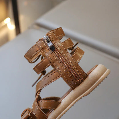 Girls Gladiator Sandals 2025 New Summer Children Fashion Princess High-top Shoes Versatile Kids Causal Beach Holiday Sandals