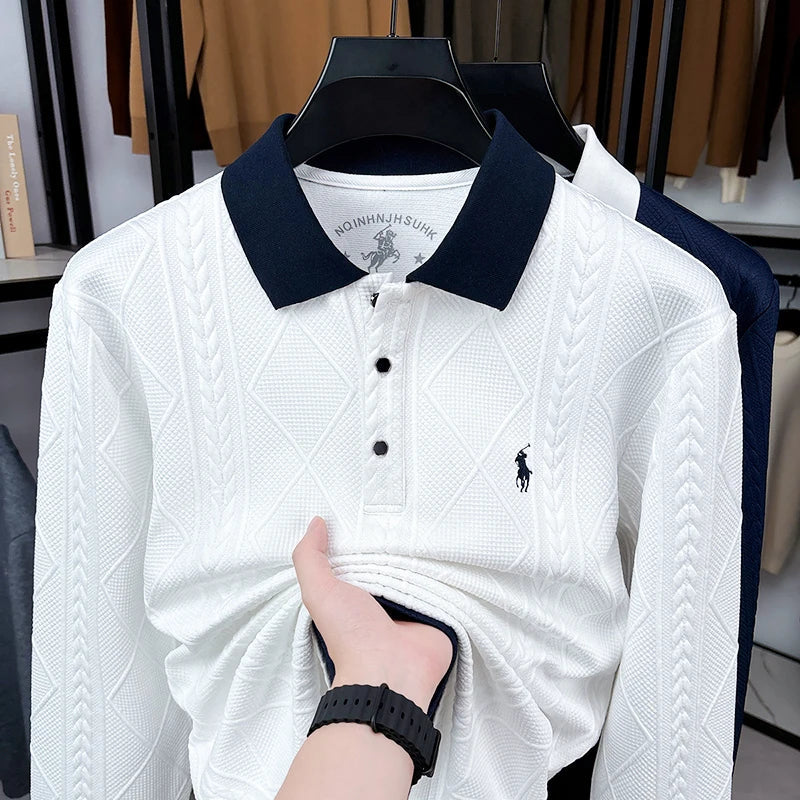 Pecking Men's Summer Light Luxury Collar Polo Shirt Short Sleeved T-shirt Fashionable Versatile Top