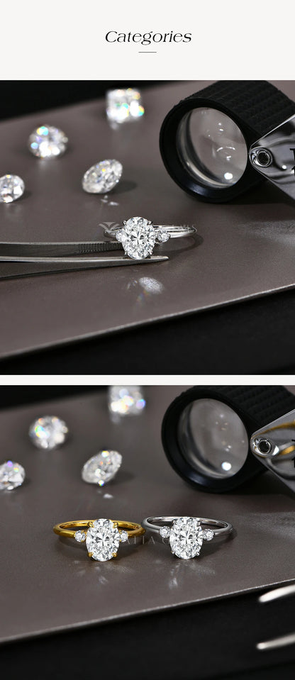 2CT Oval Cut Moissanite Solitaire Ring for Women Lab Grown VVS1 Diamond 9*7mm S925 Silver 18K Gold Wedding Fine Jewelry