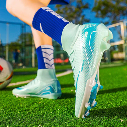 Kids Soccer Cleats for Boys and Girls Youth High-top Football Shoes Outdoor Athletic Turf Soccer Shoes