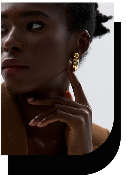Stainless Steel C Shape Round Chunky Unusual Earrings Jewelry Waterproof Metal Texture Attractive Women Accessories Gift