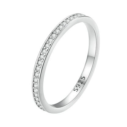 Moissanite Wedding Band 925 Sterling Silver Eternity Rings Platinum Plated Lab Created Diamond Stackable Ring for Women