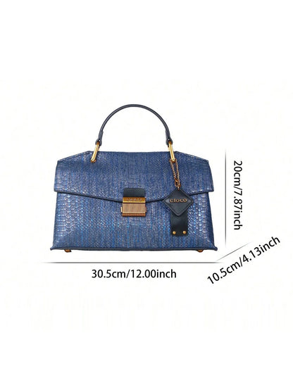 2025 new retro blue snake-shaped high-grade handbag fashion luxury luxury handbag lightweight large-capacity one-shoulder messen