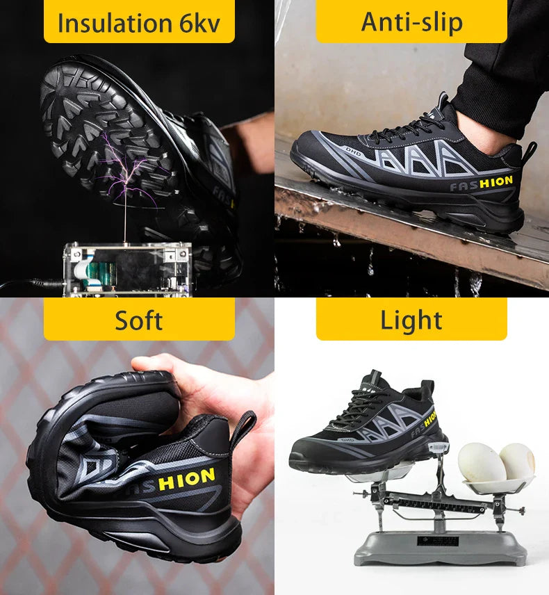 Fashion Sports Shoes Work Boots Puncture-Proof Safety Shoes Men Steel Toe Shoes Security Protective Shoes Indestructible