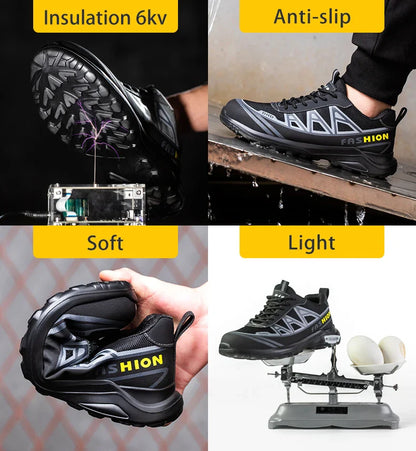 Fashion Sports Shoes Work Boots Puncture-Proof Safety Shoes Men Steel Toe Shoes Security Protective Shoes Indestructible