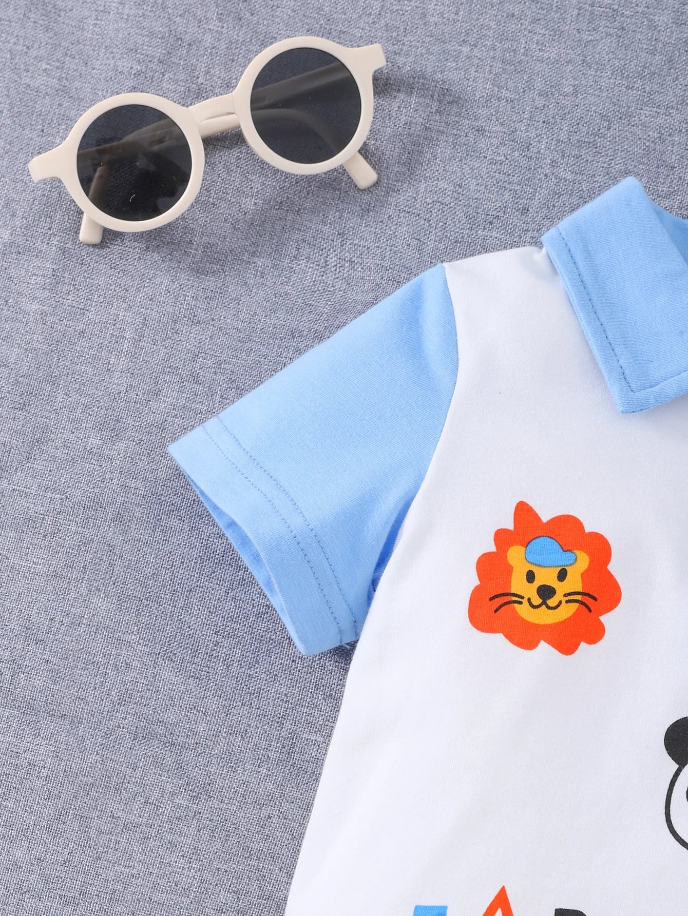Baby Boy Summer Casual Animal Print Polo Shirt + Jeans Two-Piece Set Infant Clothing Outfit