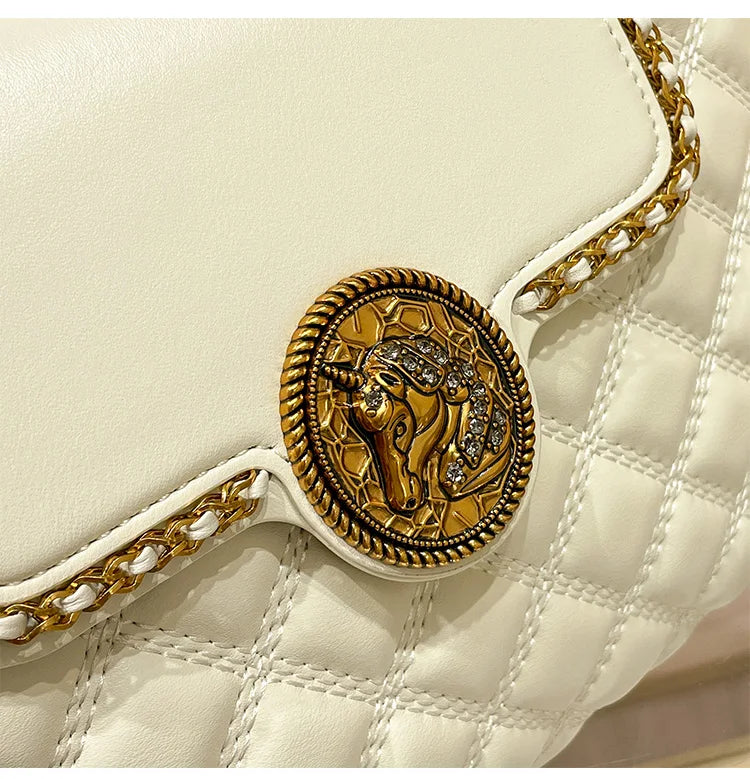 Brand genuine leather chain bag for women in 2025, new designer with a sense of luxury, large capacity underarm shoulder bag