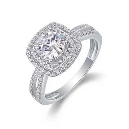 6.5mm D Color Moissanite Wedding Rings for Women Sparkling Square S925 Pure Silver Sweet Holiday Bands Jewelry Wholesale