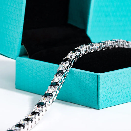 4mm D Color Black Moissanite Diamond Tennis Bracelet Luxurious 925 Sterling Silver Wedding Bracelets for Women Jewelry
